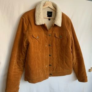 Forever 21 Large Orange Corduroy Fleece Coat